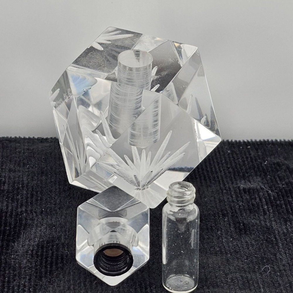 Vntage Modern Art Lucite Perfume Bottle signed Dekel '86 Studio artist handcraft - Picture 9 of 14